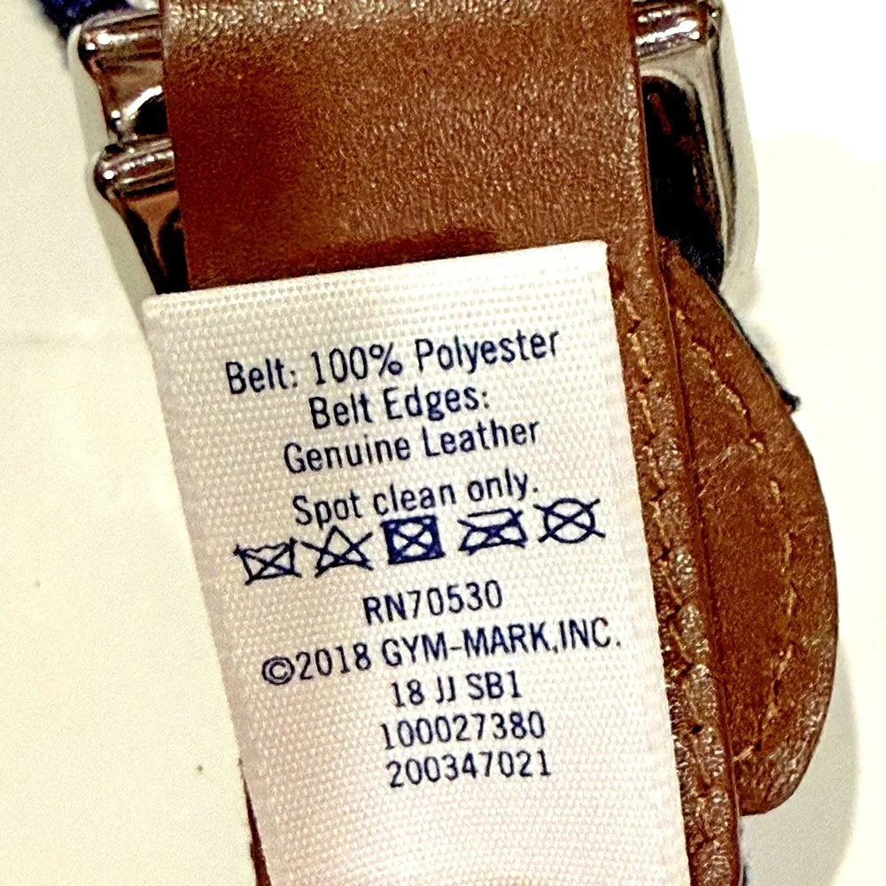 Janie & Jack Leather Canvas Belt Boys 2T 3T Blue Brown Easter Preppy Stripe